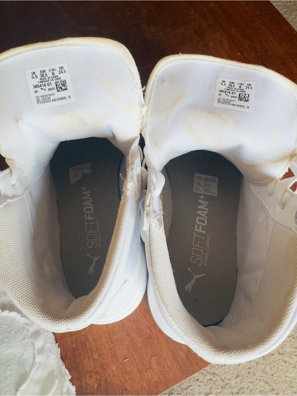 Puma White High-Top Sneakers with Iridescent Tongue Patch - Picture 6 of 6